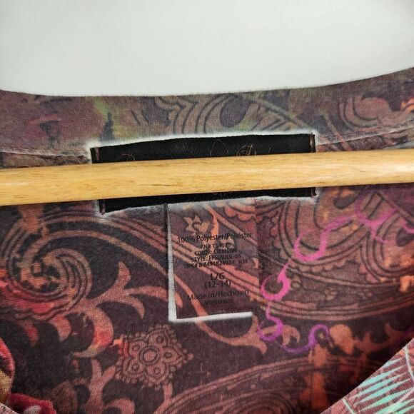 Women's Abstract Print Short Sleeve T-Shirt Blouses Women's Large Appropriate Be - Picture 5 of 8